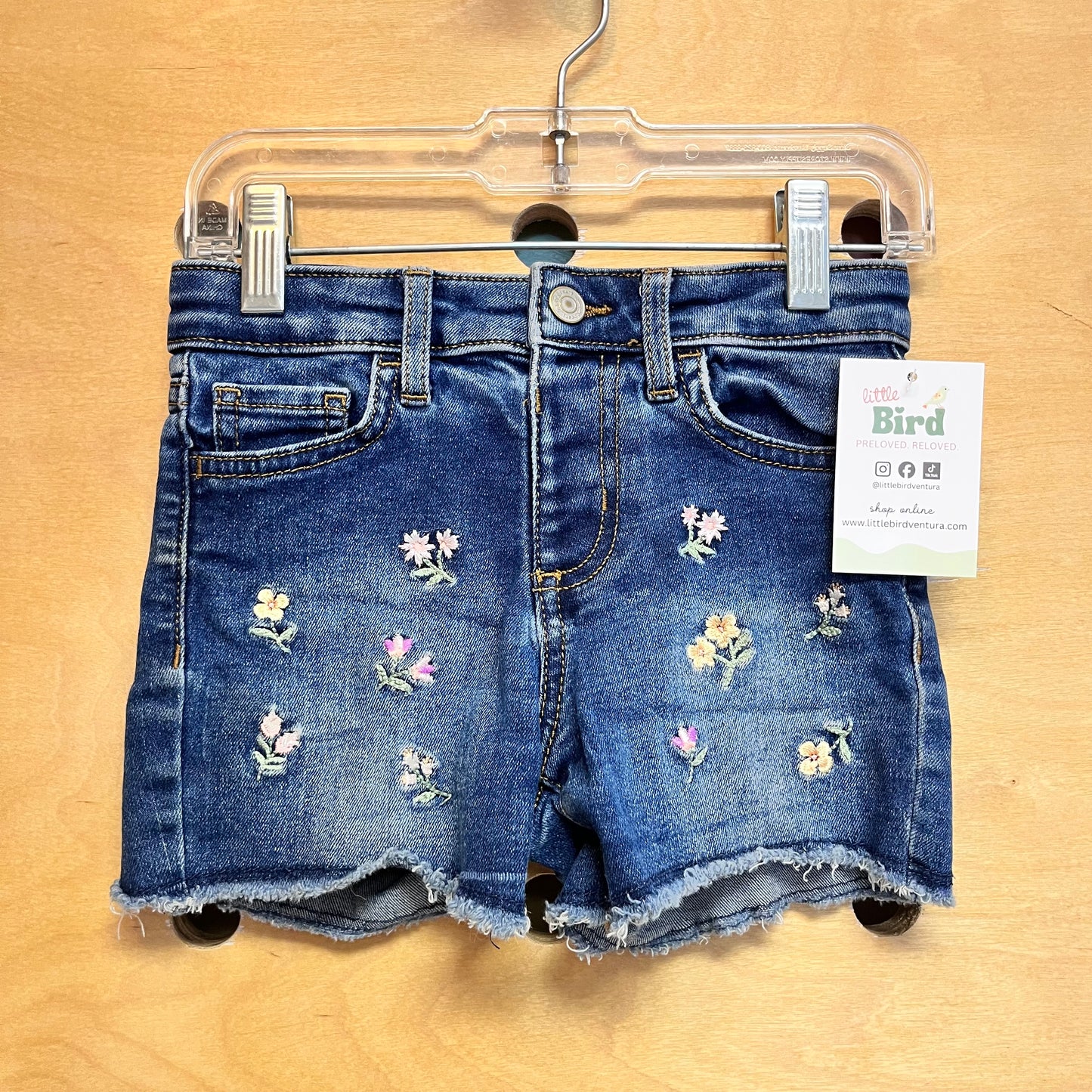Embroidered Denim Shorts