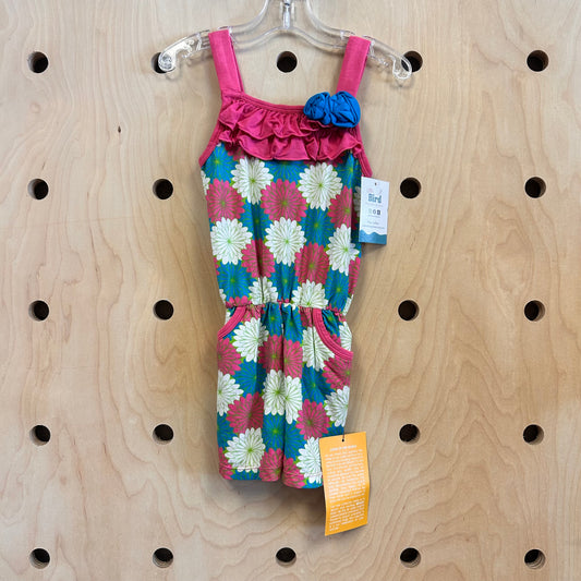 Blue Bamboo Flower Romper w/ Pockets NEW!