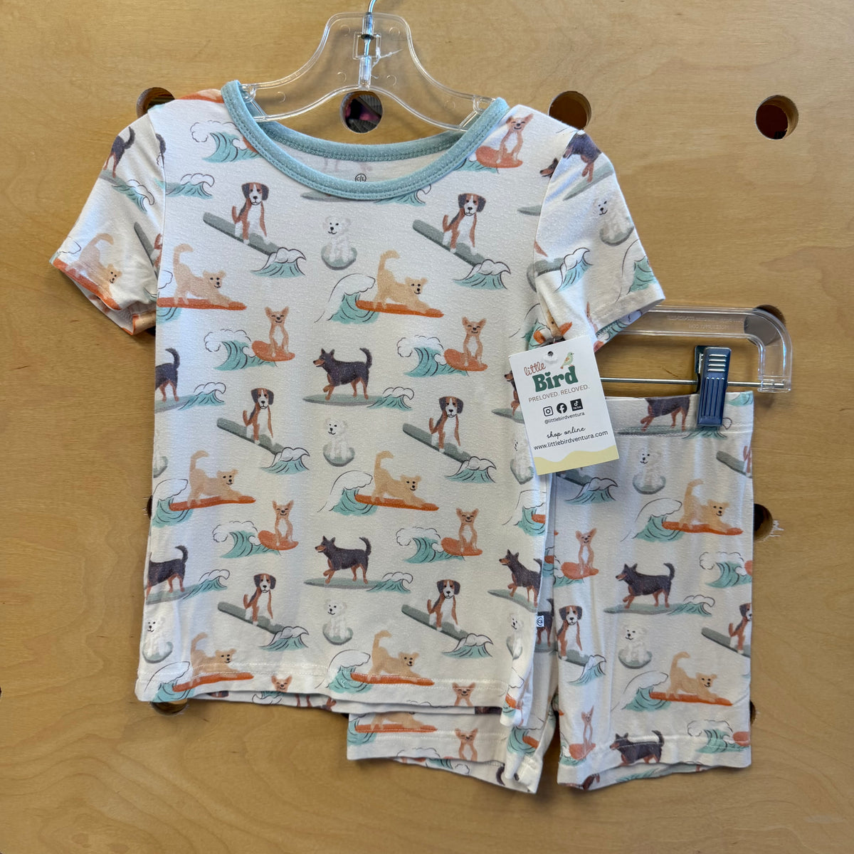 Cream/Blue Bamboo Surf Dog Pajamas