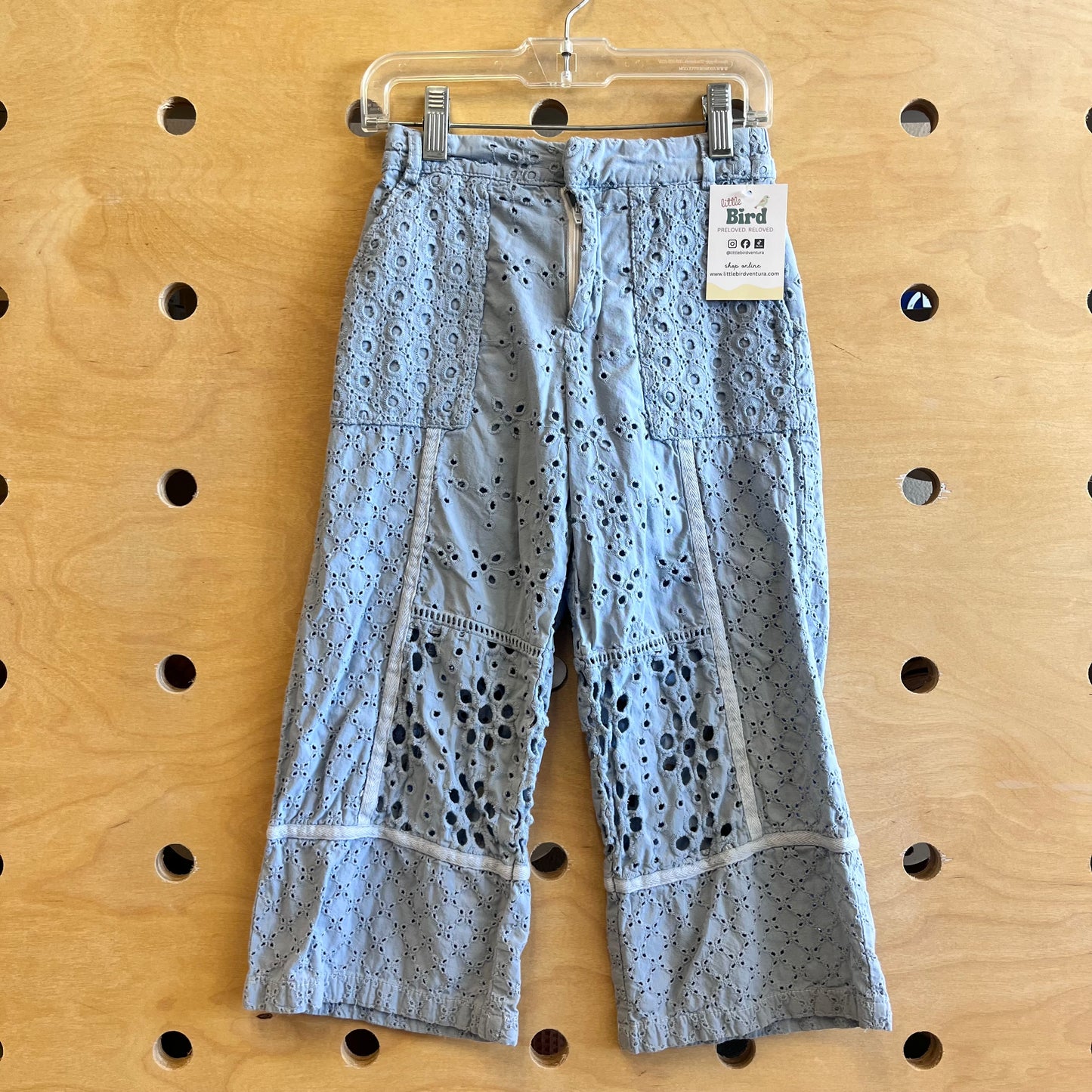 Blue Eyelett Pants