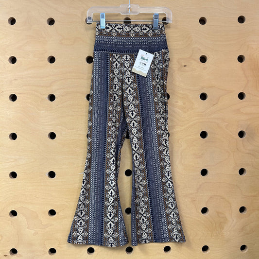 Blue Damask Flare Leggings