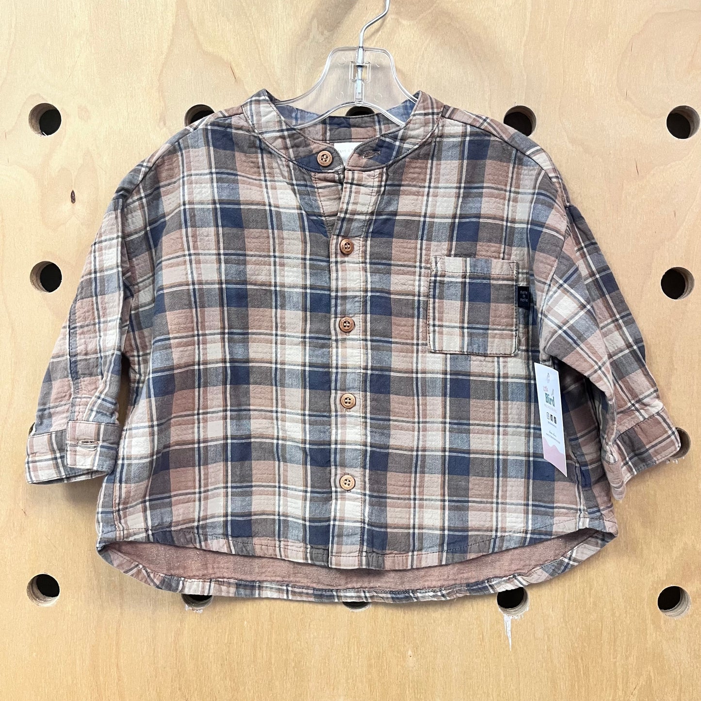 Tan Plaid Button Up