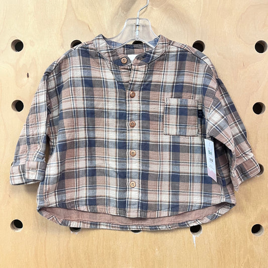 Tan Plaid Button Up