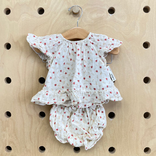 Cream Straberries Dress w/Bloomers