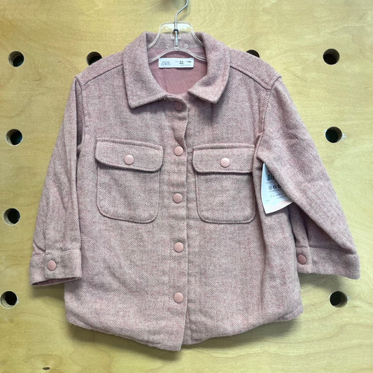 Pink Herringbone Snap Jacket