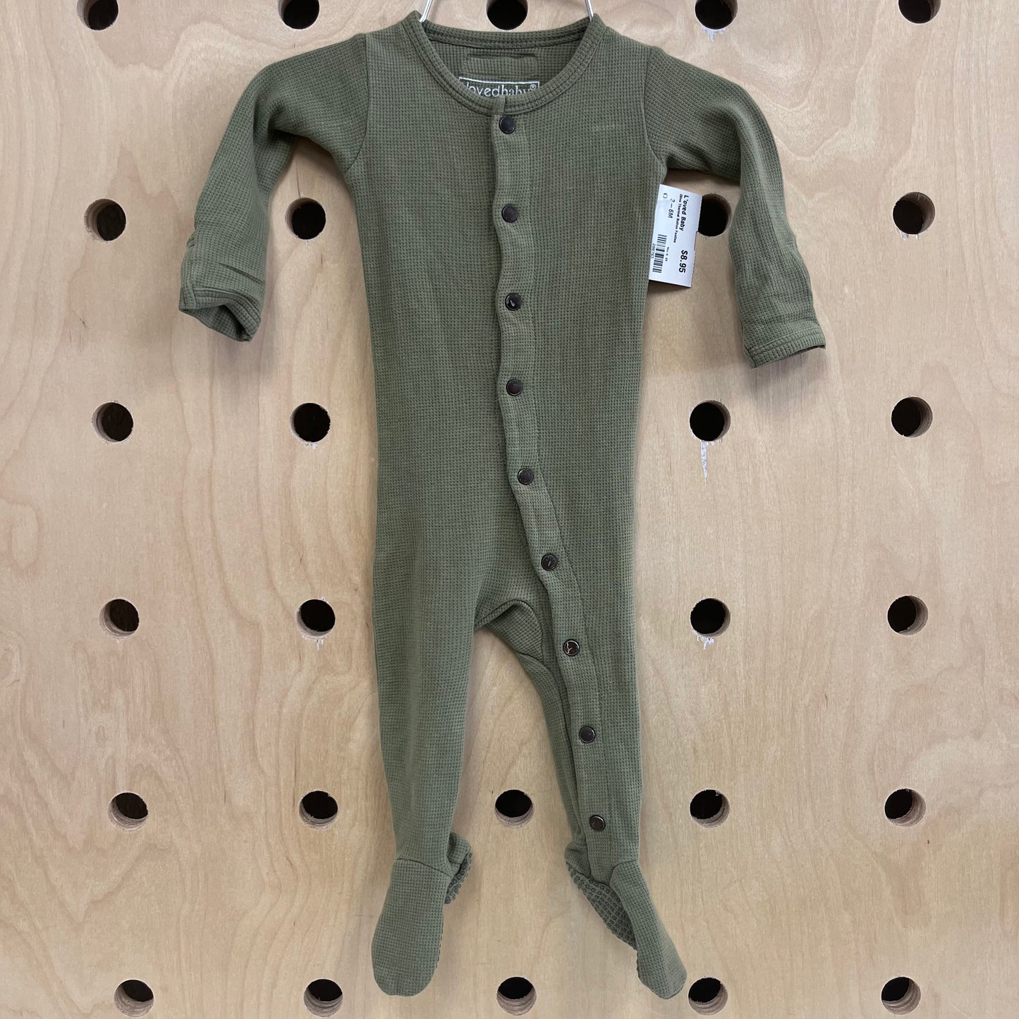 Olive Thermal Button Footies