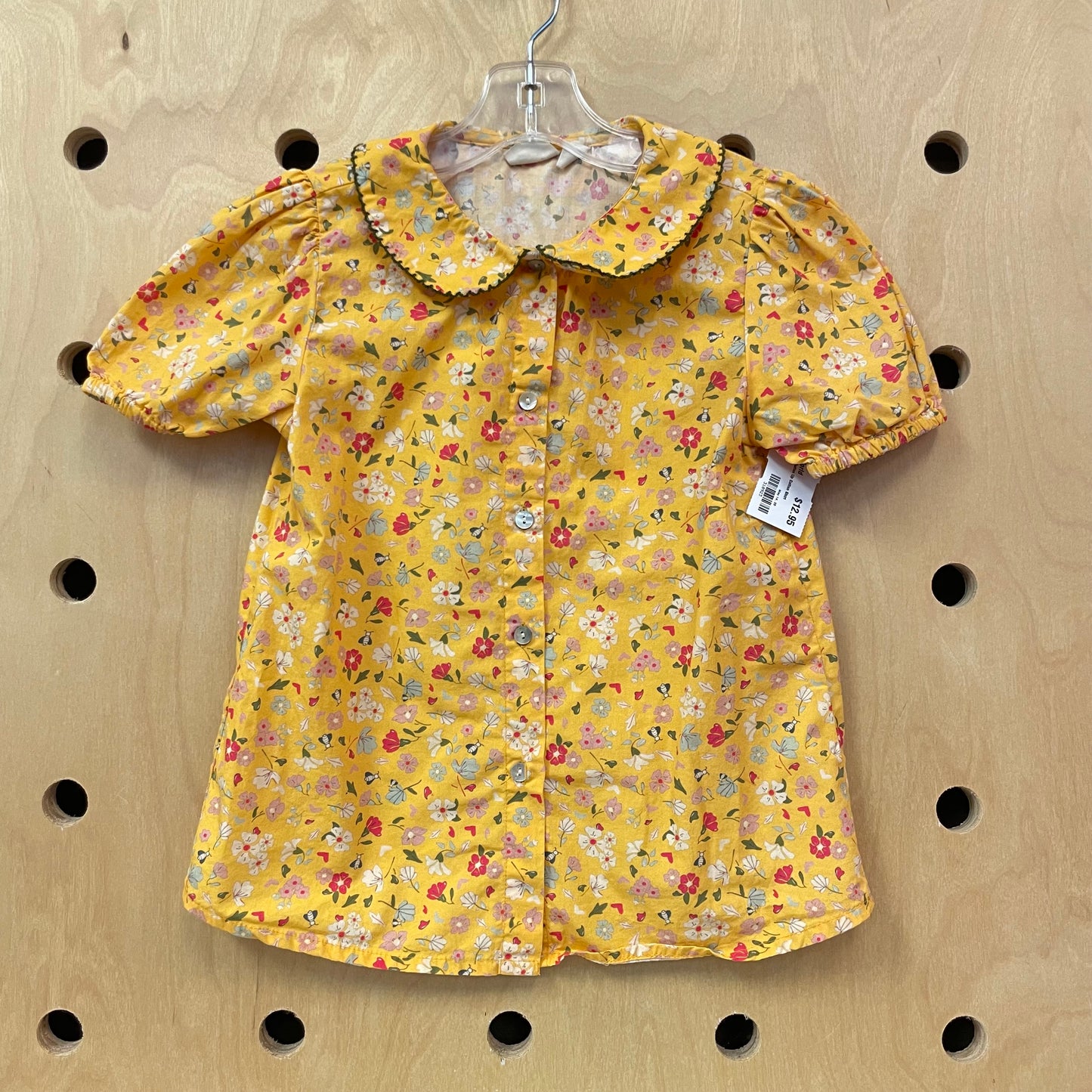 Yellow Floral Button Up Cotton Shirt