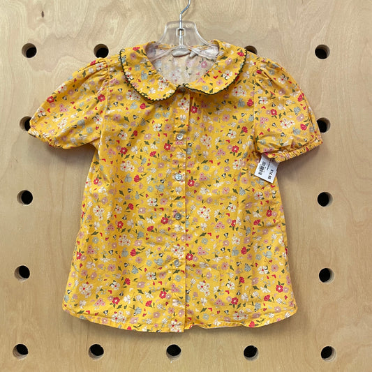 Yellow Floral Button Up Cotton Shirt