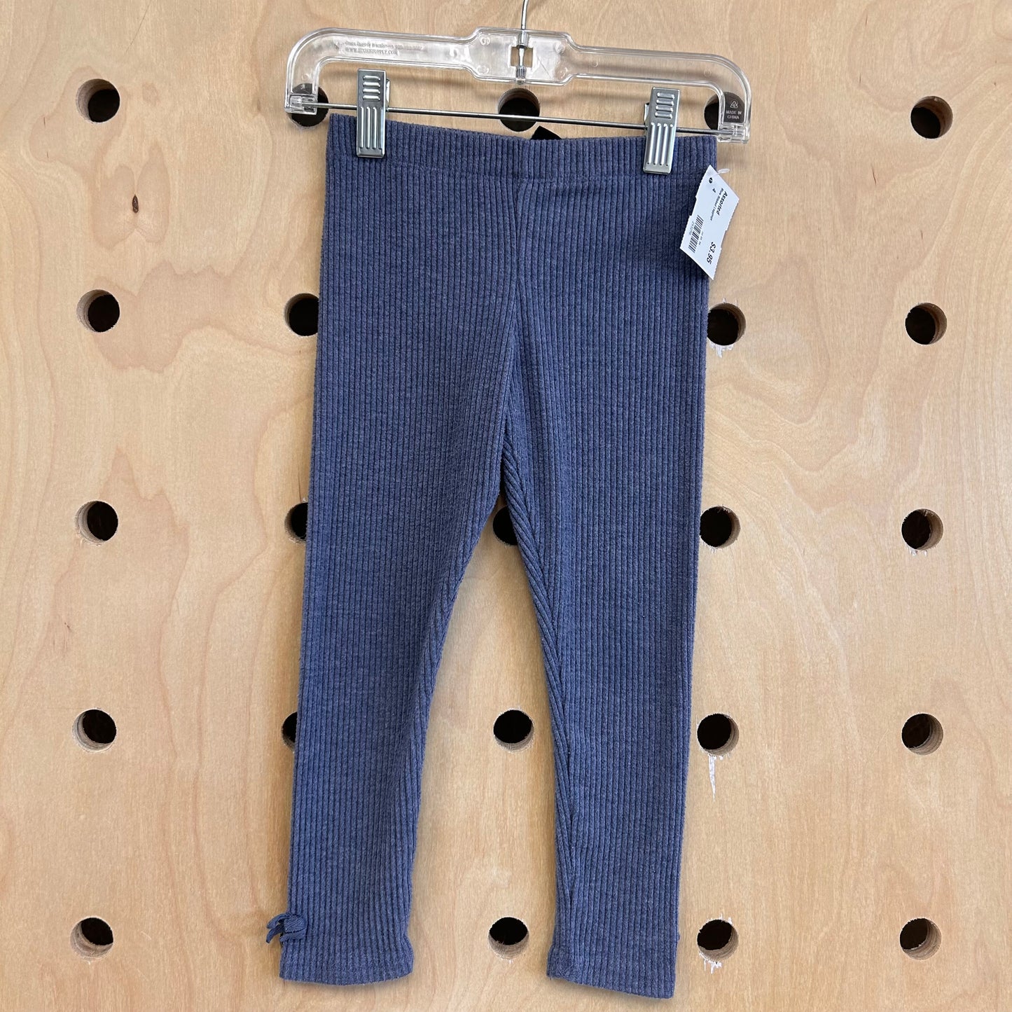 Blue Ribbed Leggings