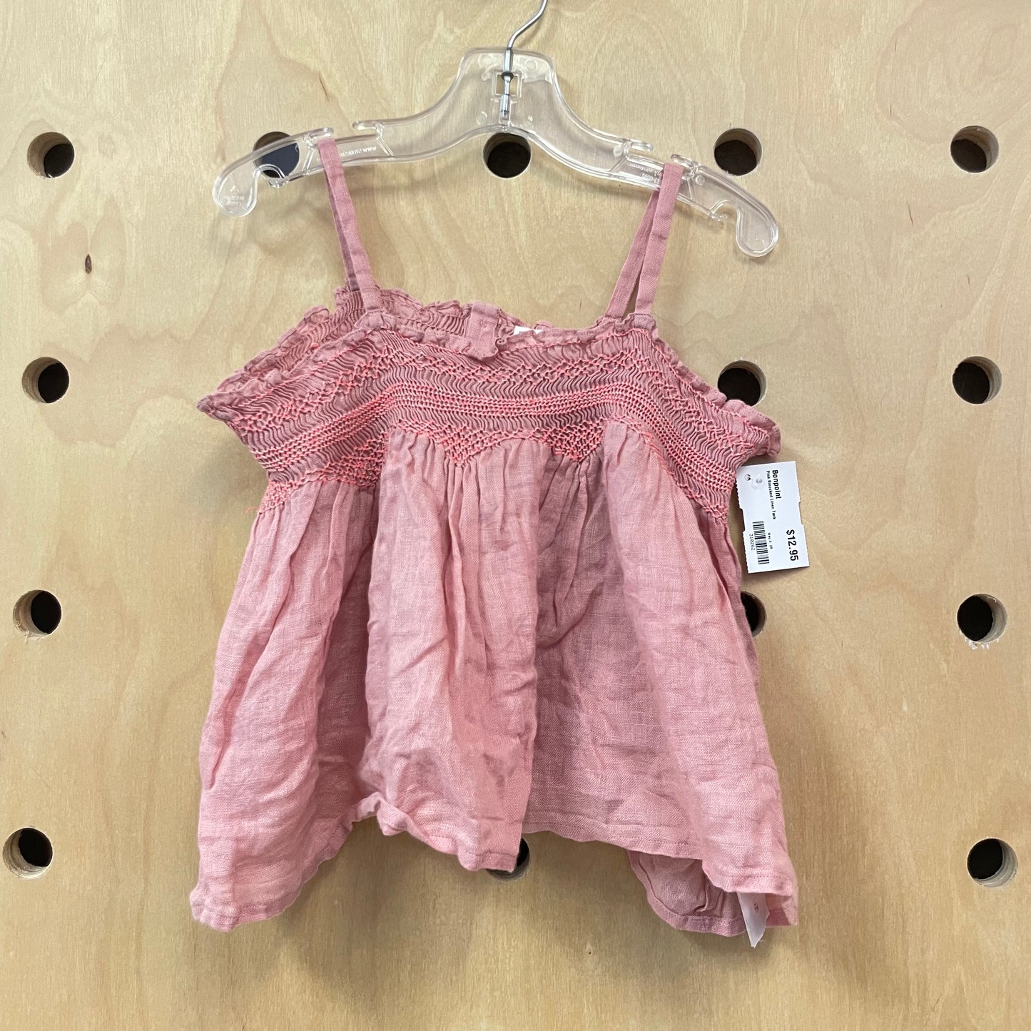 Pink Smocked Linen Tank