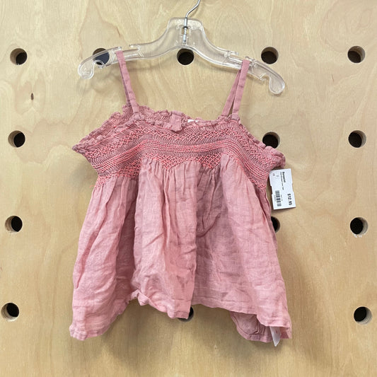 Pink Smocked Linen Tank