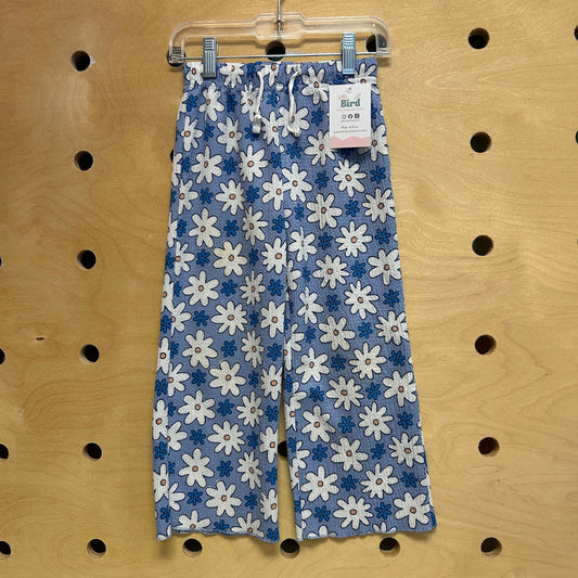 Textured Blue/White Floral Pants