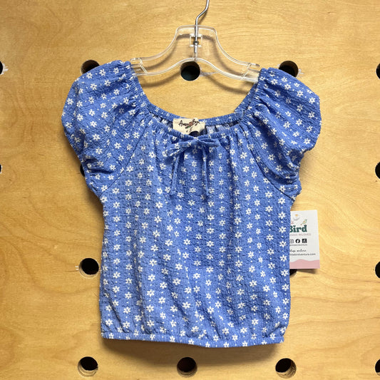 Blue/White Floral Textured Top