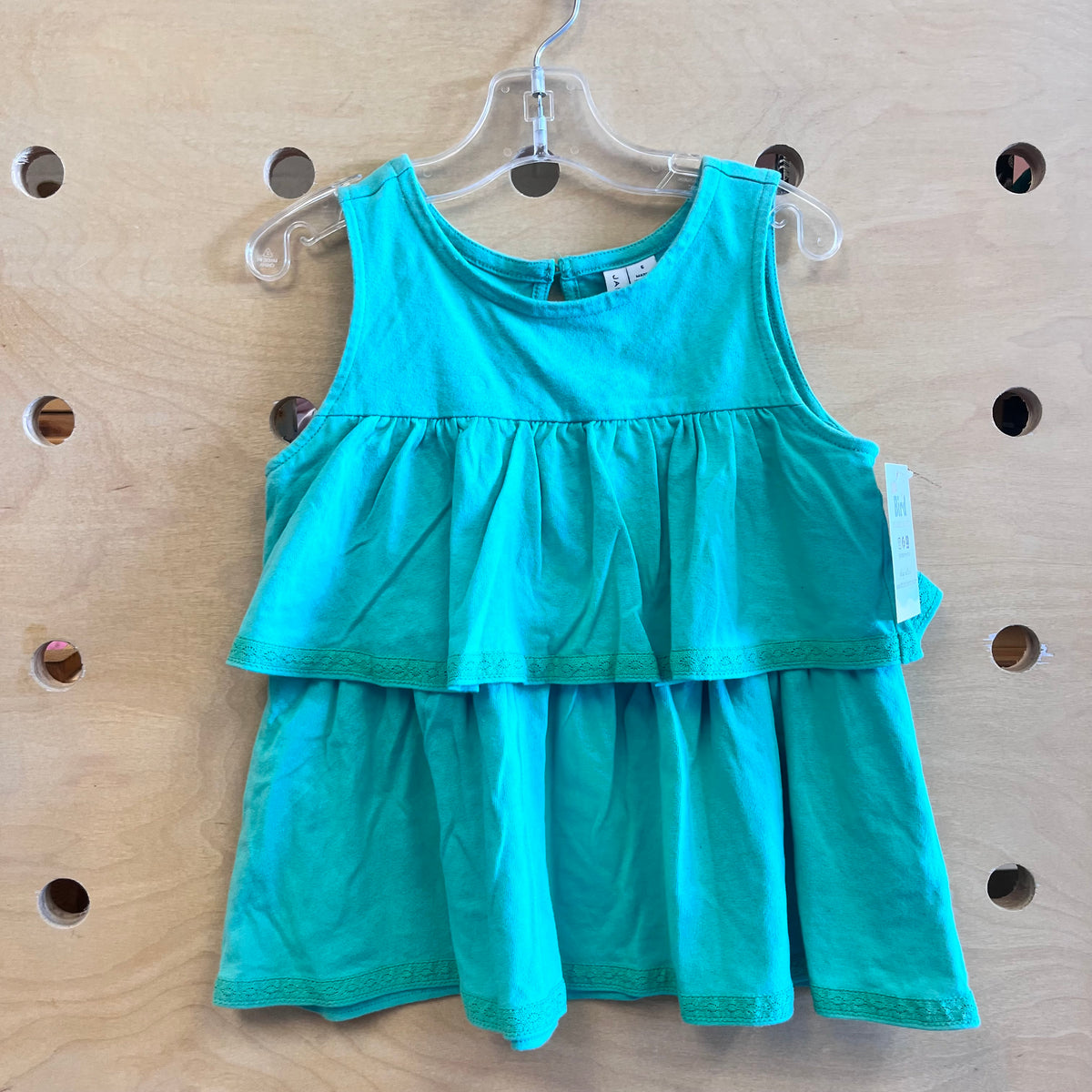 Green Tiered Lace Trim Tank
