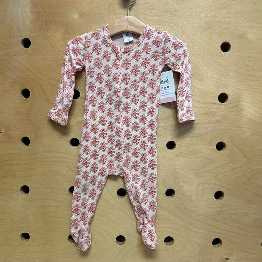 Pink Floral Bamboo Footies
