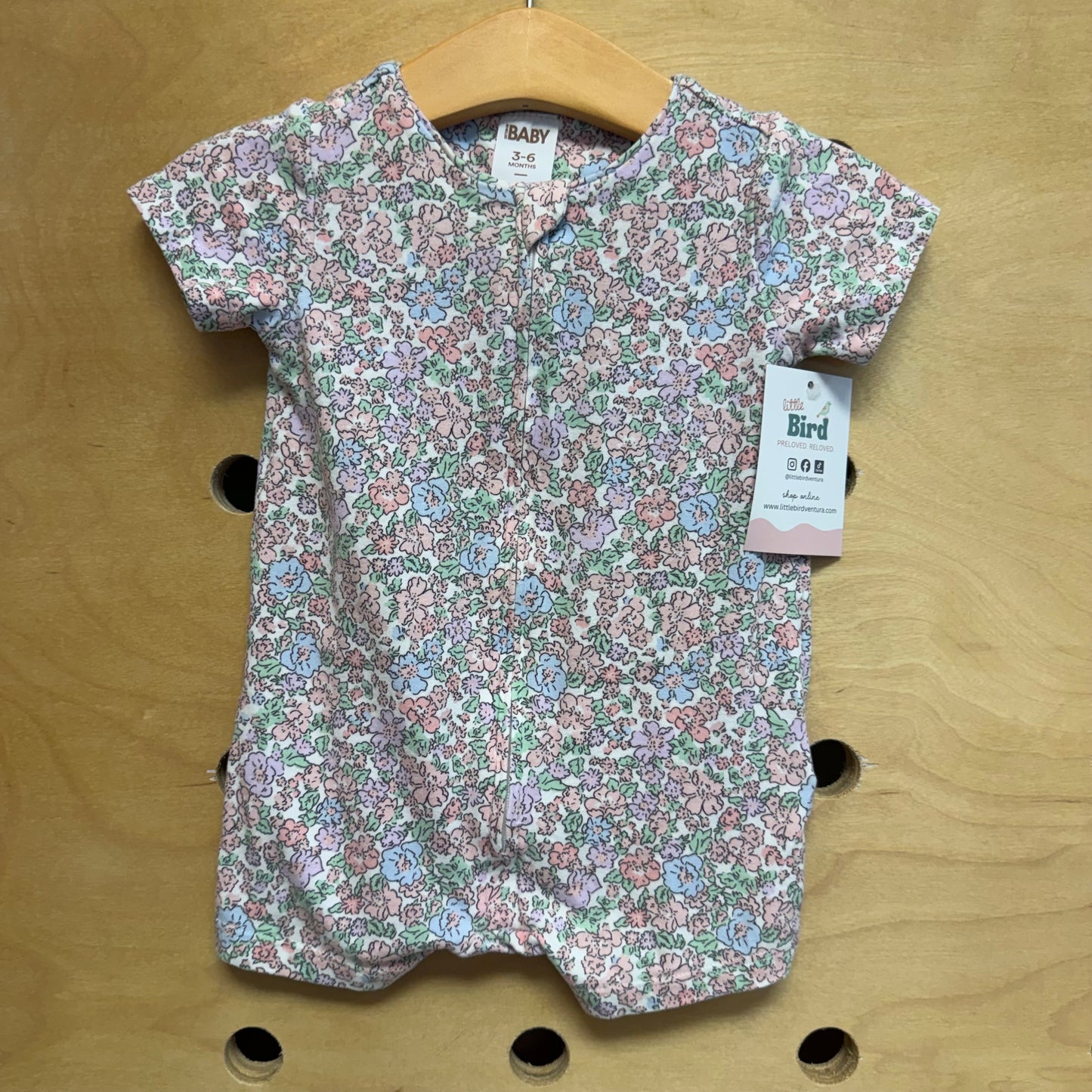 White/Pink Floral Zip Romper