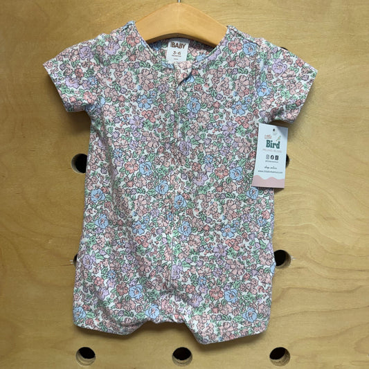 White/Pink Floral Zip Romper