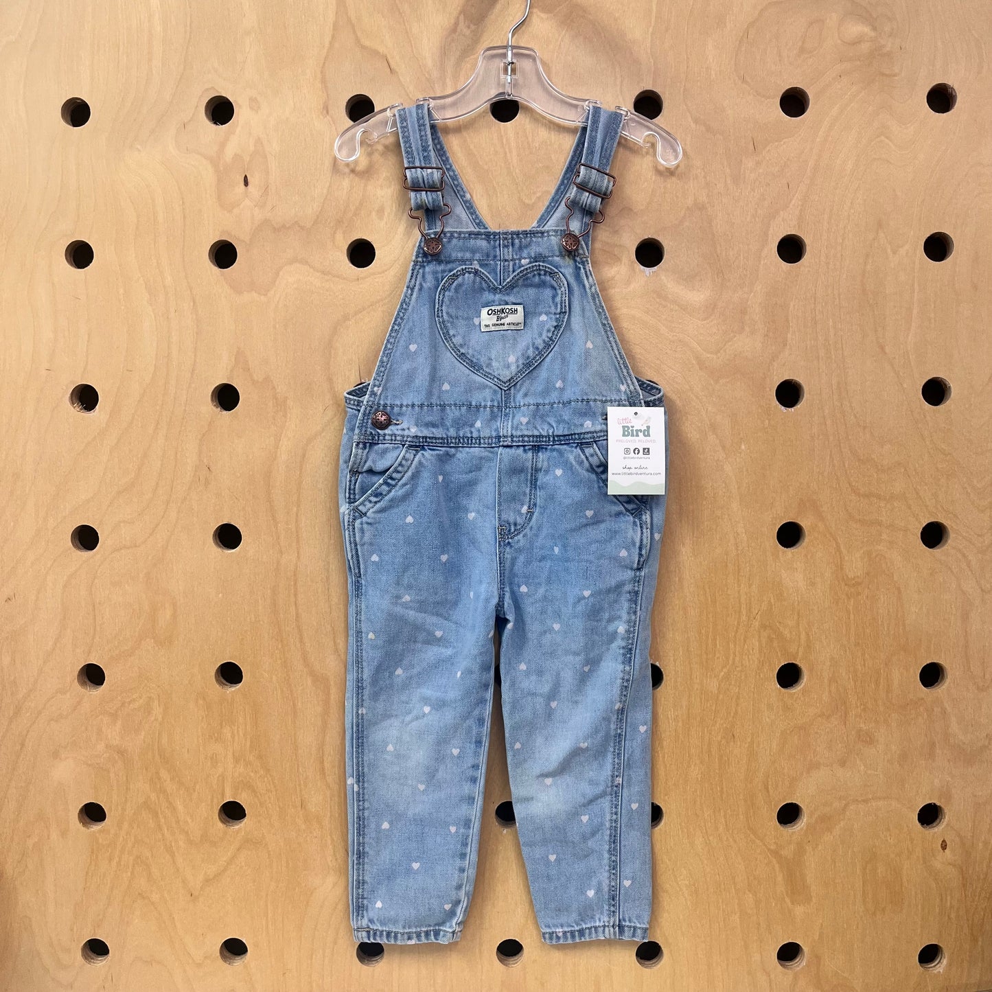 Bleached Heart Denim Overalls