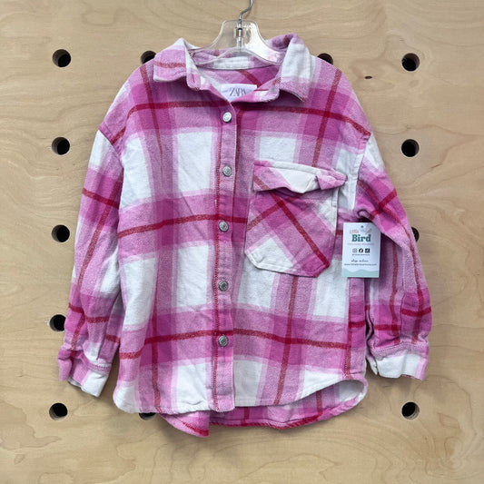 Pink & White Flannel Shacket