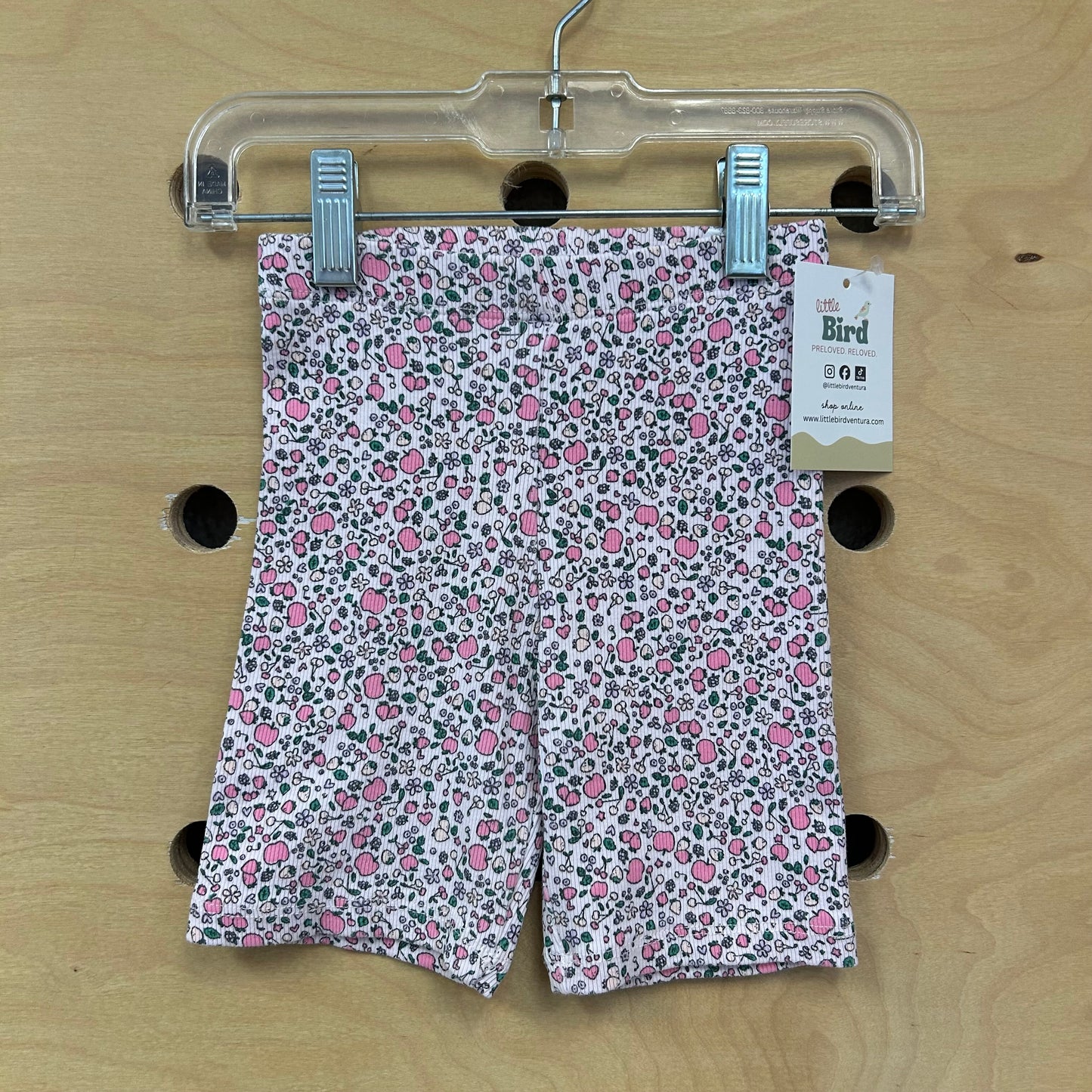 Pink Ribbed Apples/Berries Shorts