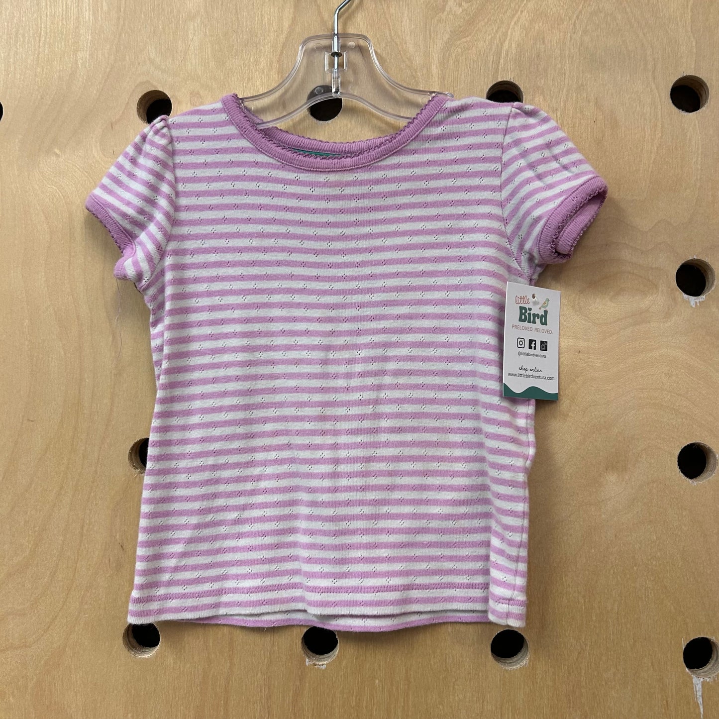 Purple Striped Pointelle Top