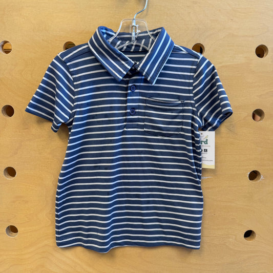 \Blue/White Striped Collared Henley