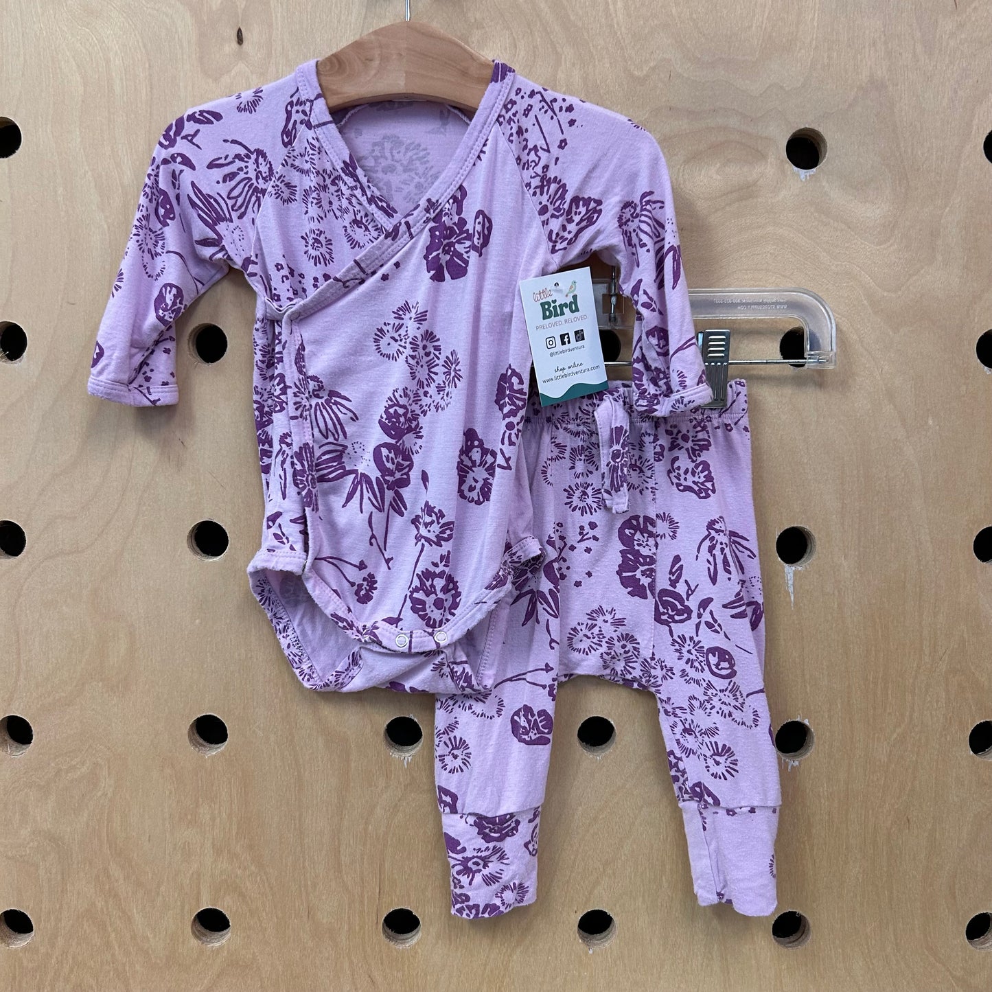 Purple Floral Bamboo Bodysuit & Pants