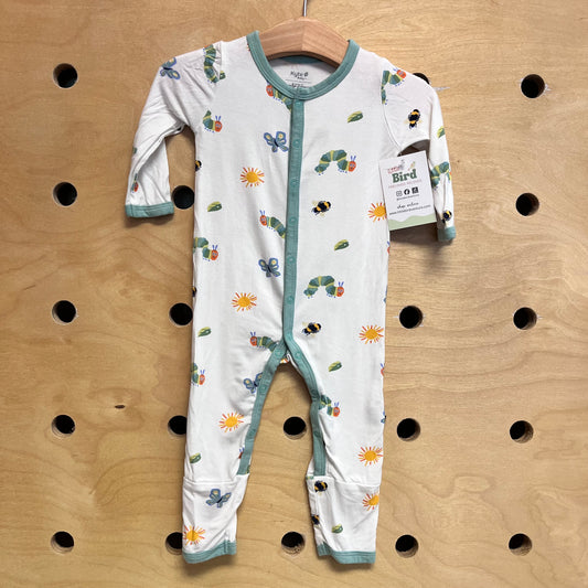 White Caterpillar Bamboo Snap PJ's