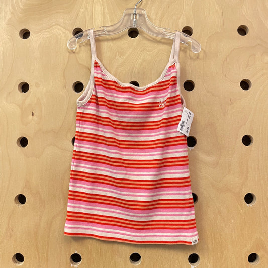 Orange Striped Ribbed Tank