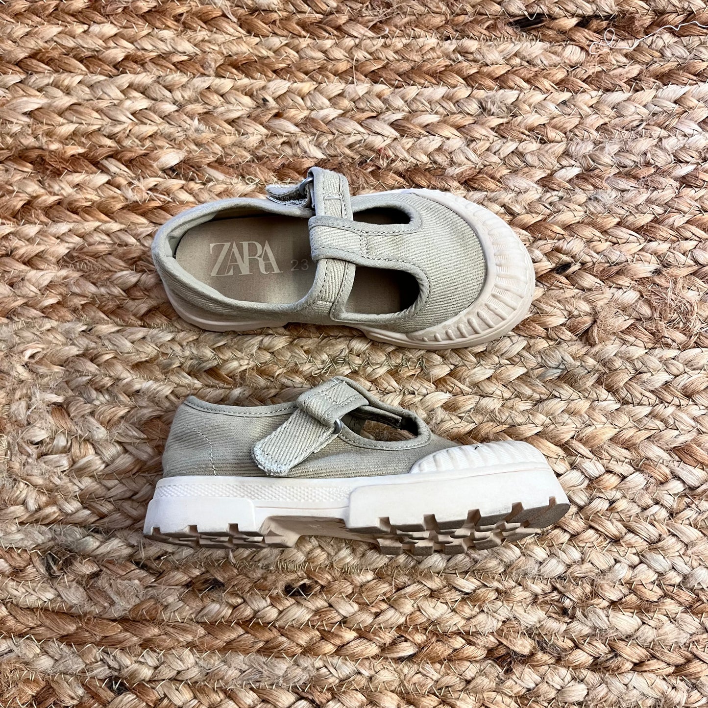 Tan Canvas Mary Jane Shoes