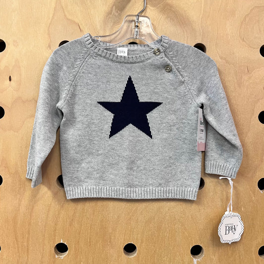 Grey & Blue Star Knit Sweater NEW!