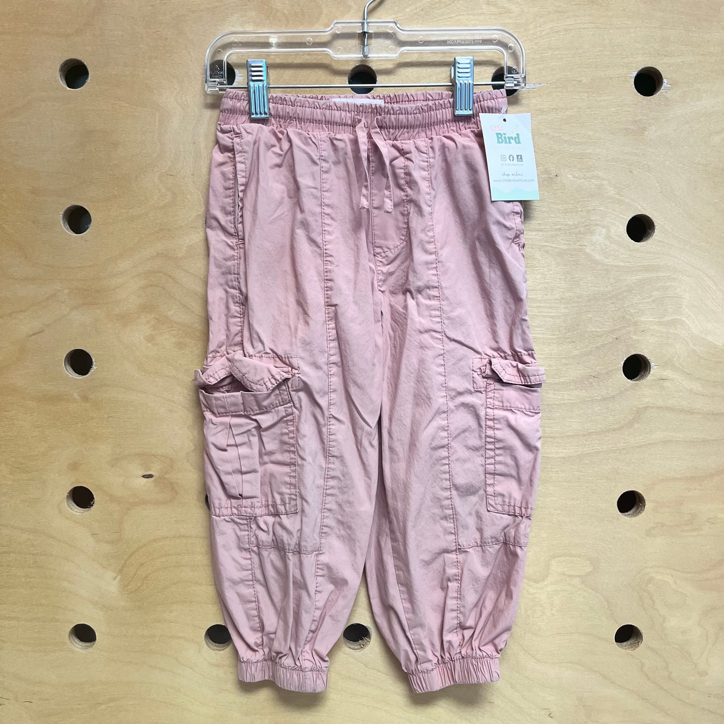 Pink Drawstring Cargo Joggers
