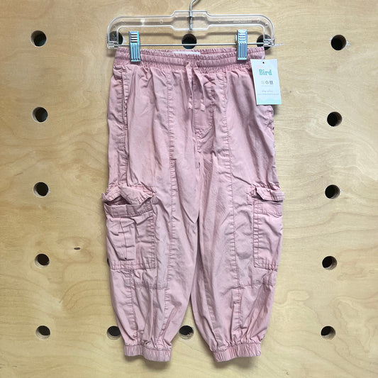 Pink Drawstring Cargo Joggers