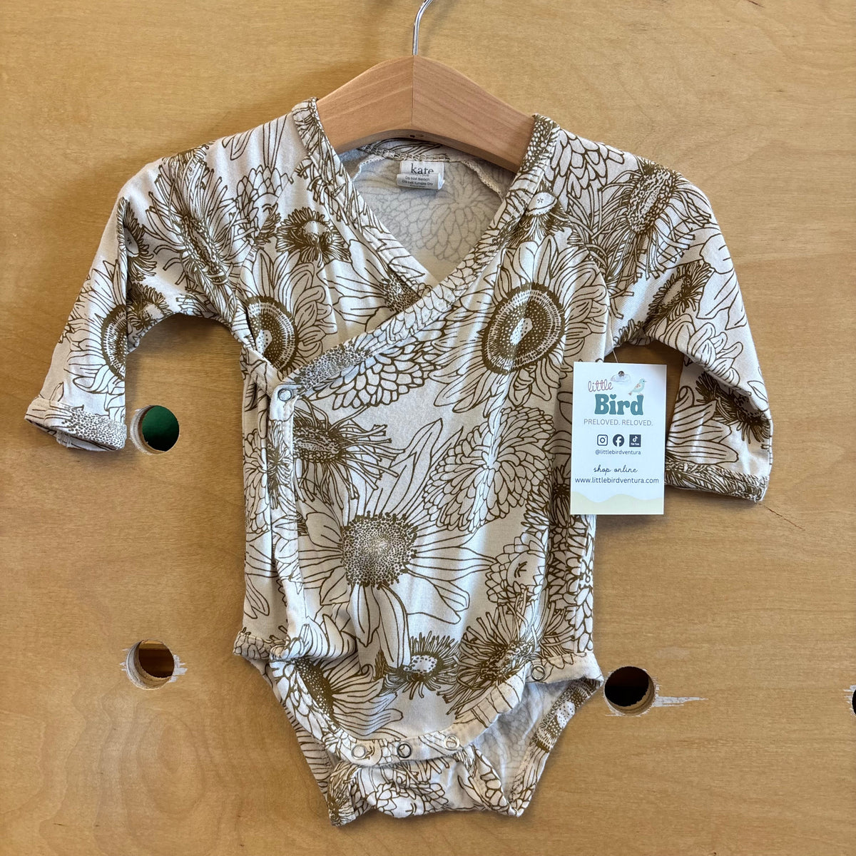 White/Gold Bamboo Sunflowers Bodysuit