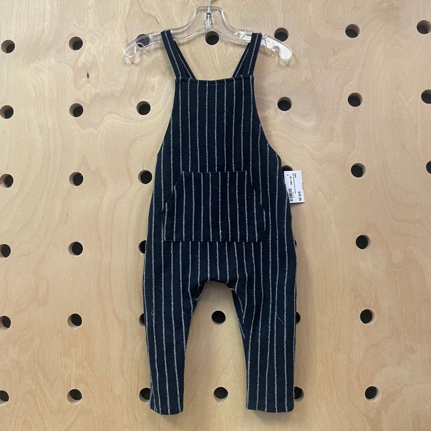 Black Striped Soft Pinafore Romper