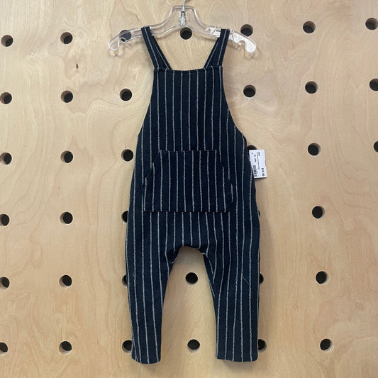 Black Striped Soft Pinafore Romper