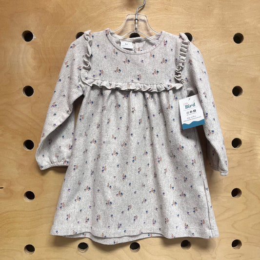 Grey/Purple Floral LS Dress