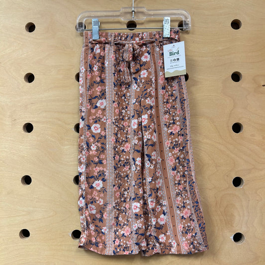 Peach Floral Drawstring Soft Pants
