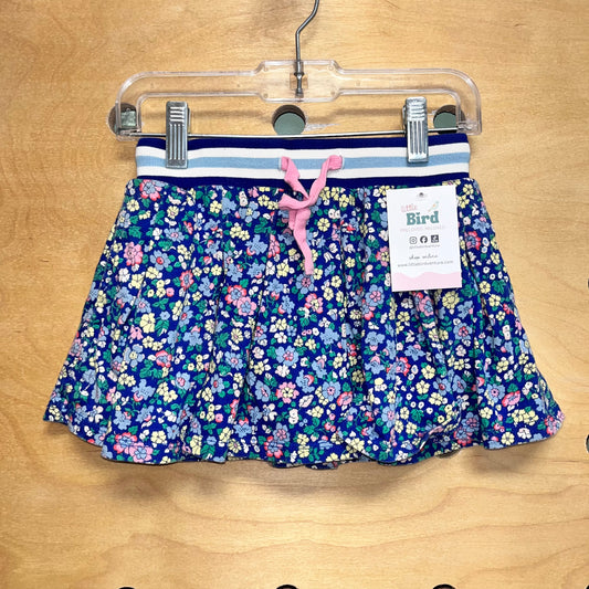 Navy Floral Drawstring Skirt