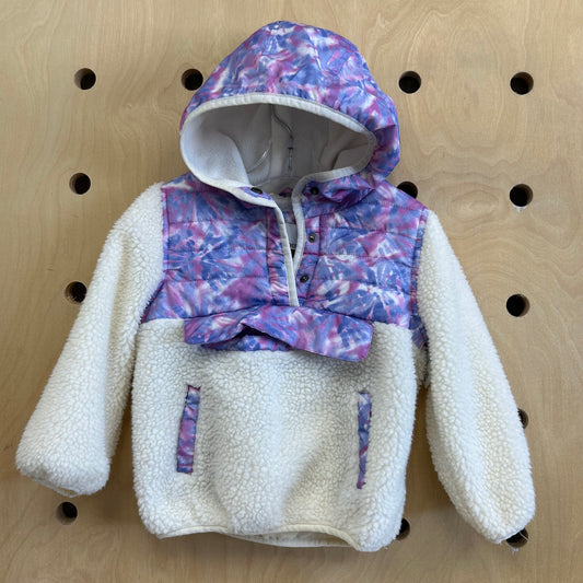 Cream Tie Dye Sherpa Pullover