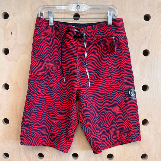 Red & Black Mod Tech Swim Trunks