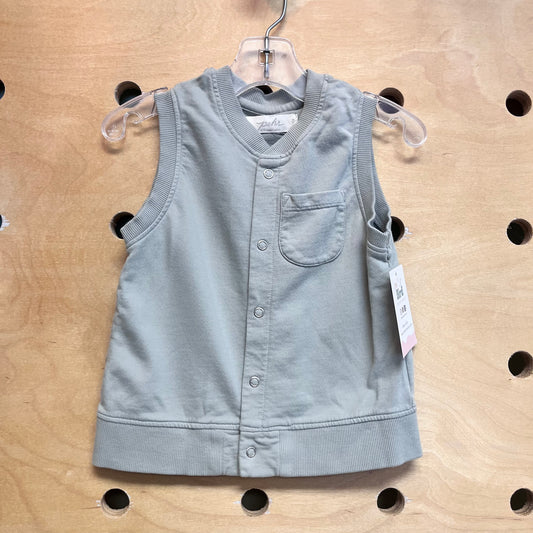 Muted Olive Organic Cotton Snap Vest