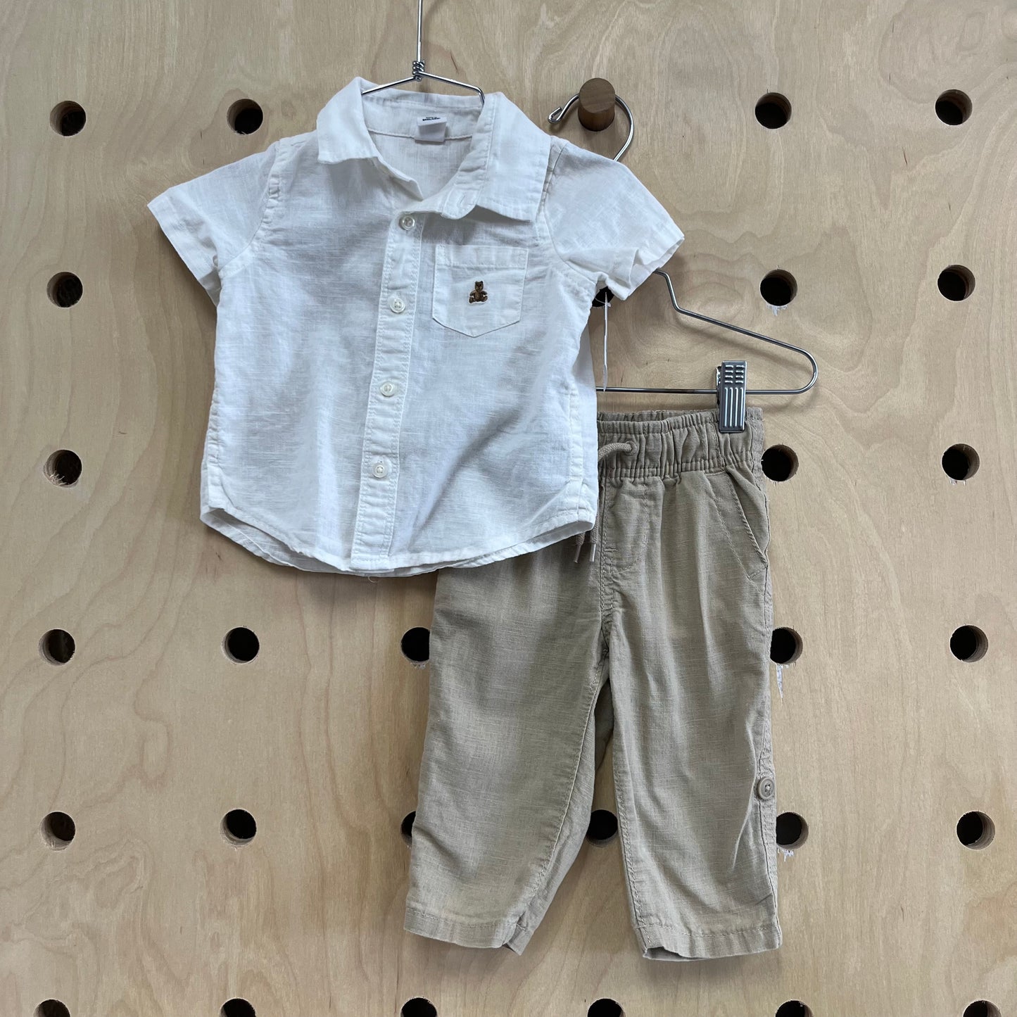 Cream & Tan Linen Outfit