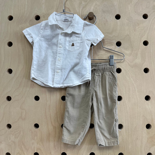 Cream & Tan Linen Outfit