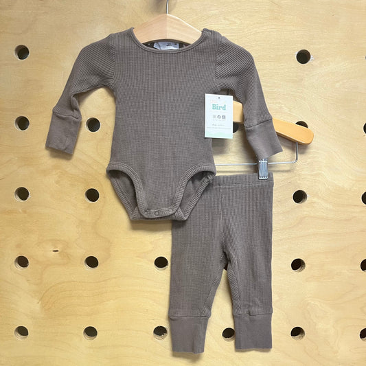 Grey Waffle Knit Bodysuit/Soft Pants