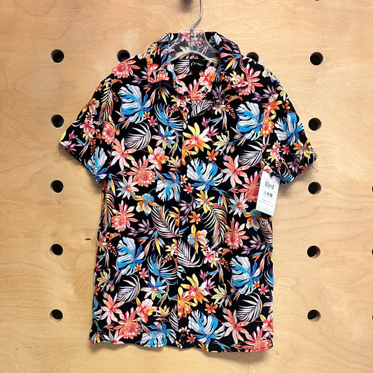 Black/Multicolor Floral Button Up