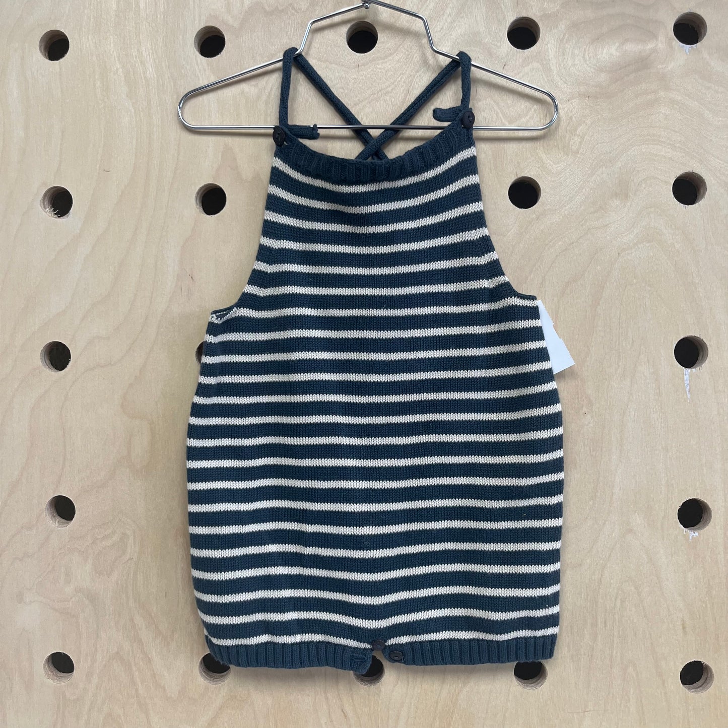 Grey Knit Striped Romper