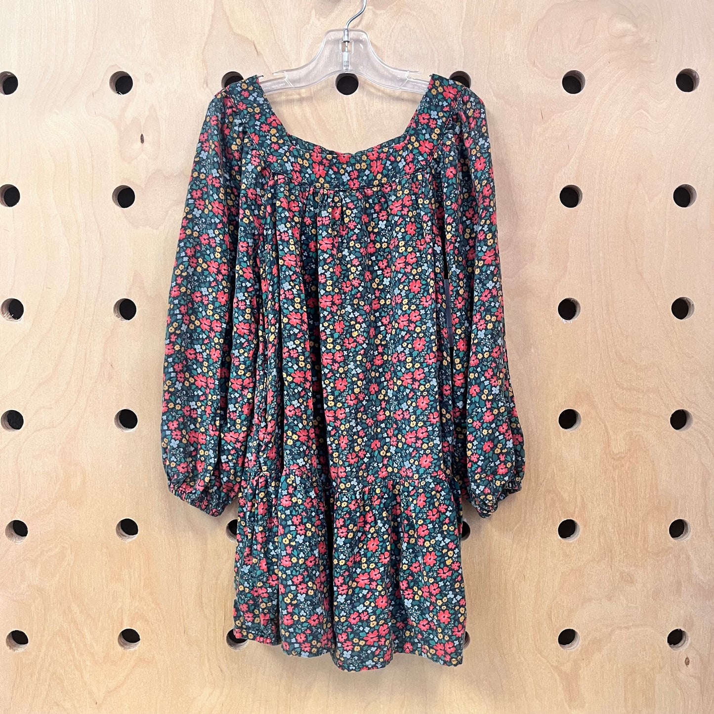 Green + Rust Floral Dress