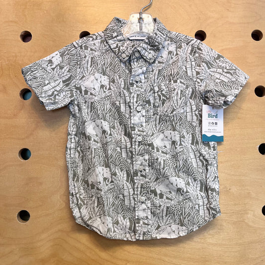 Green Elephant Safari Button Up Shirt