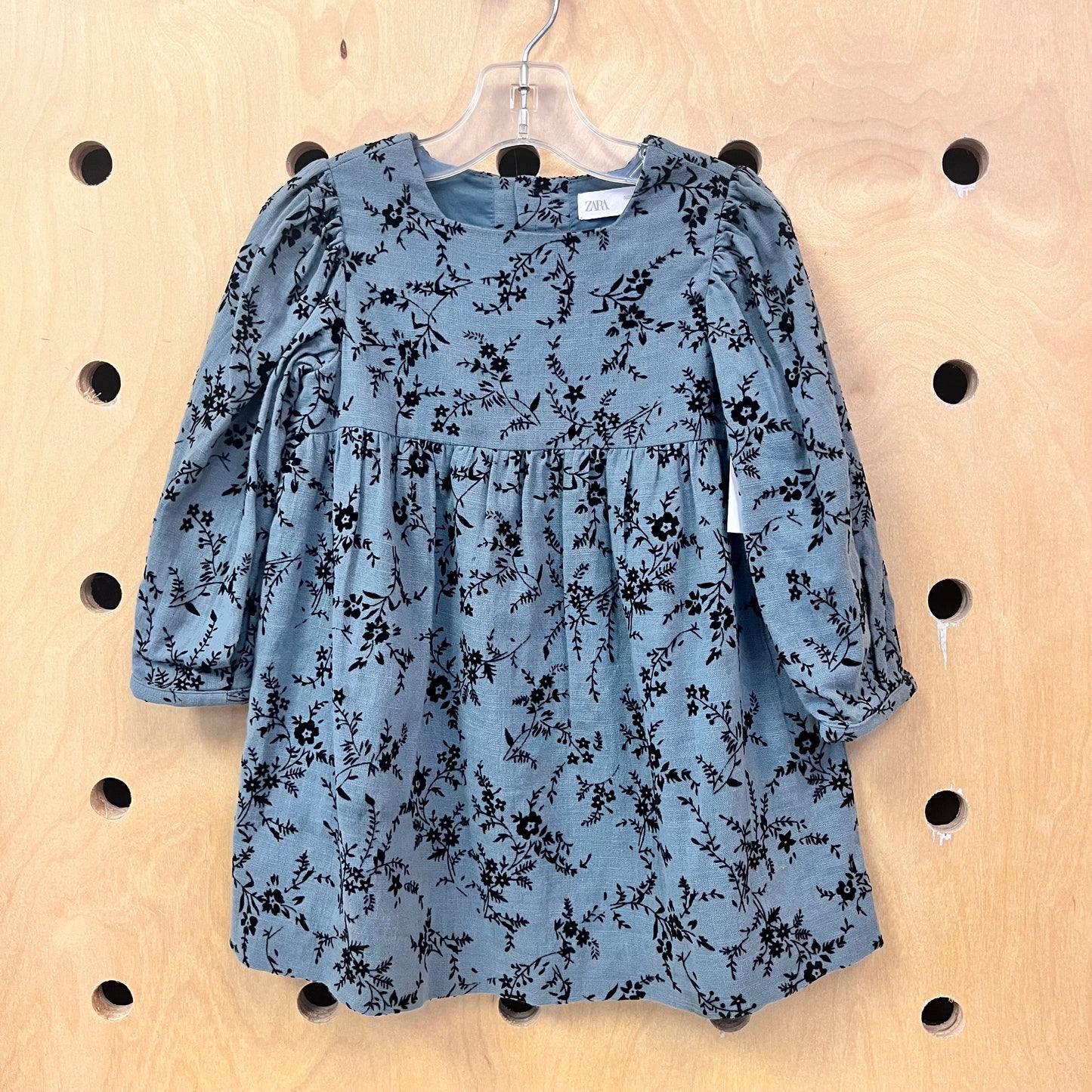 Slate + Black Velour Floral Dress